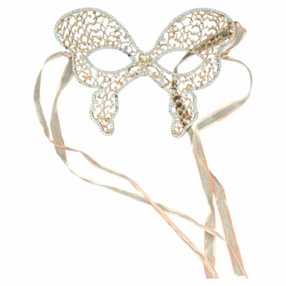 CRYSTAL RHINESTONE filigree-style Gold Masquerade Mask